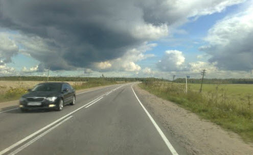 Трасса А115, маршрут Зуево - Новая Ладога, отрезок около Черенцово