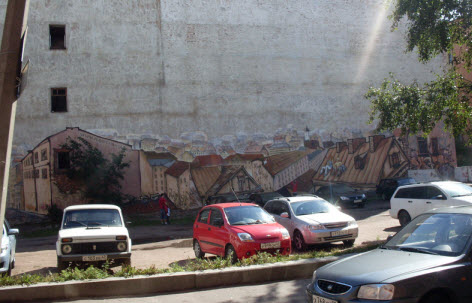 Дом расписанный графити, выборг, трасса М10