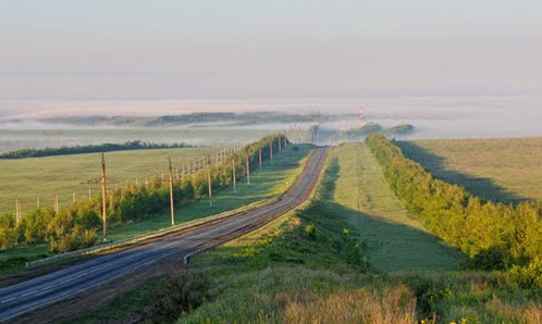 Дорога Р228, трасса Р228, утренний туман