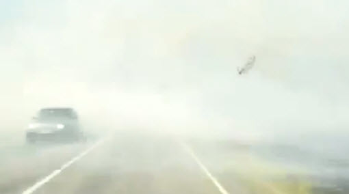 авария на трассе Сургут - Когалым дым и туман