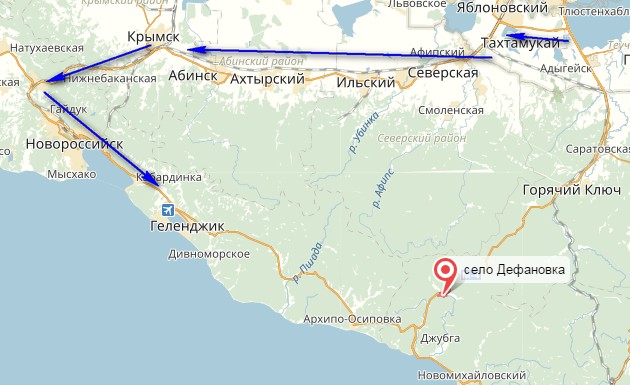 маршрут на черное море через крымск